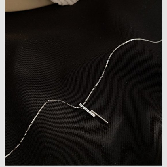 *Sterling Silver Diamond Lightening Bolt Necklace - Picture 3 of 6